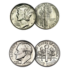 90% Pre-1965 U.S. Silver Dimes - $100 Face Value Bag