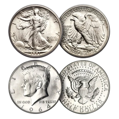 90% Pre-1965 U.S. Silver Half Dollars - $100 Face Value Bag